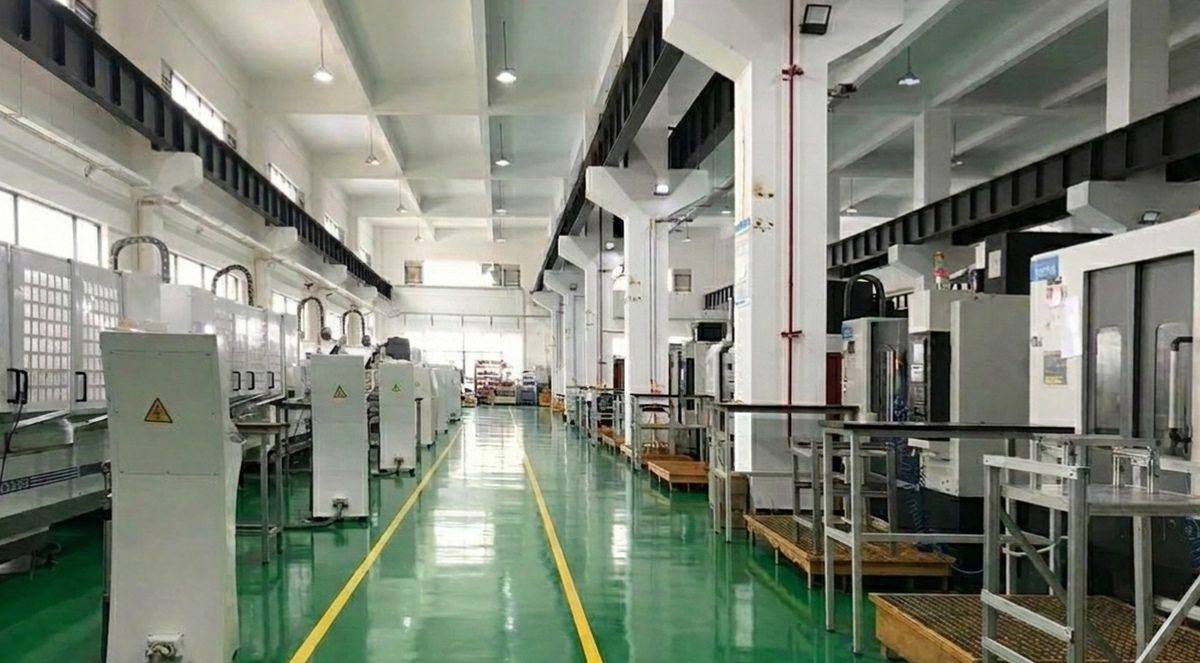 Suhang Metal CNC machining workshop with rows of vertical machining centers
